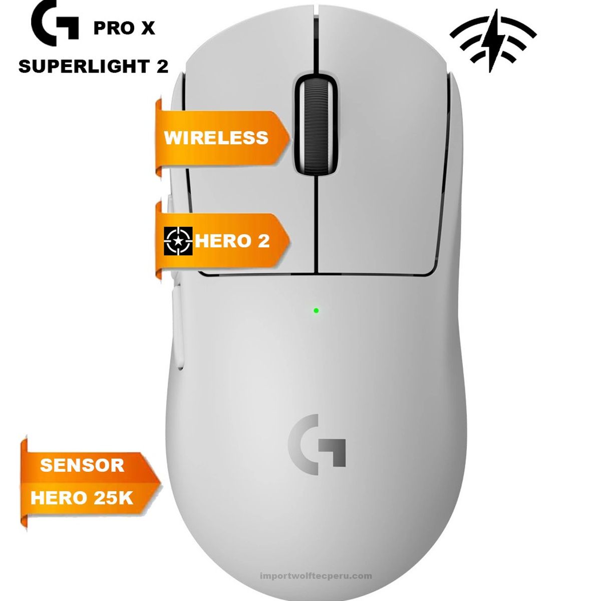 LOGITECH - MOUSE LOGITECH G PRO X SUPERLIGHT 2 WIRELESS LIGHTSPEED WHITE