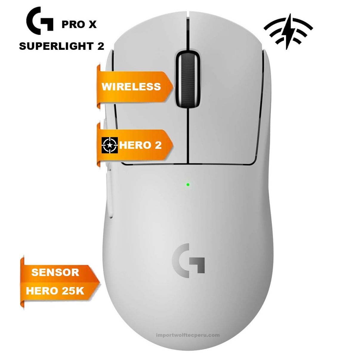 LOGITECH - MOUSE LOGITECH G PRO X SUPERLIGHT 2 WIRELESS LIGHTSPEED WHITE