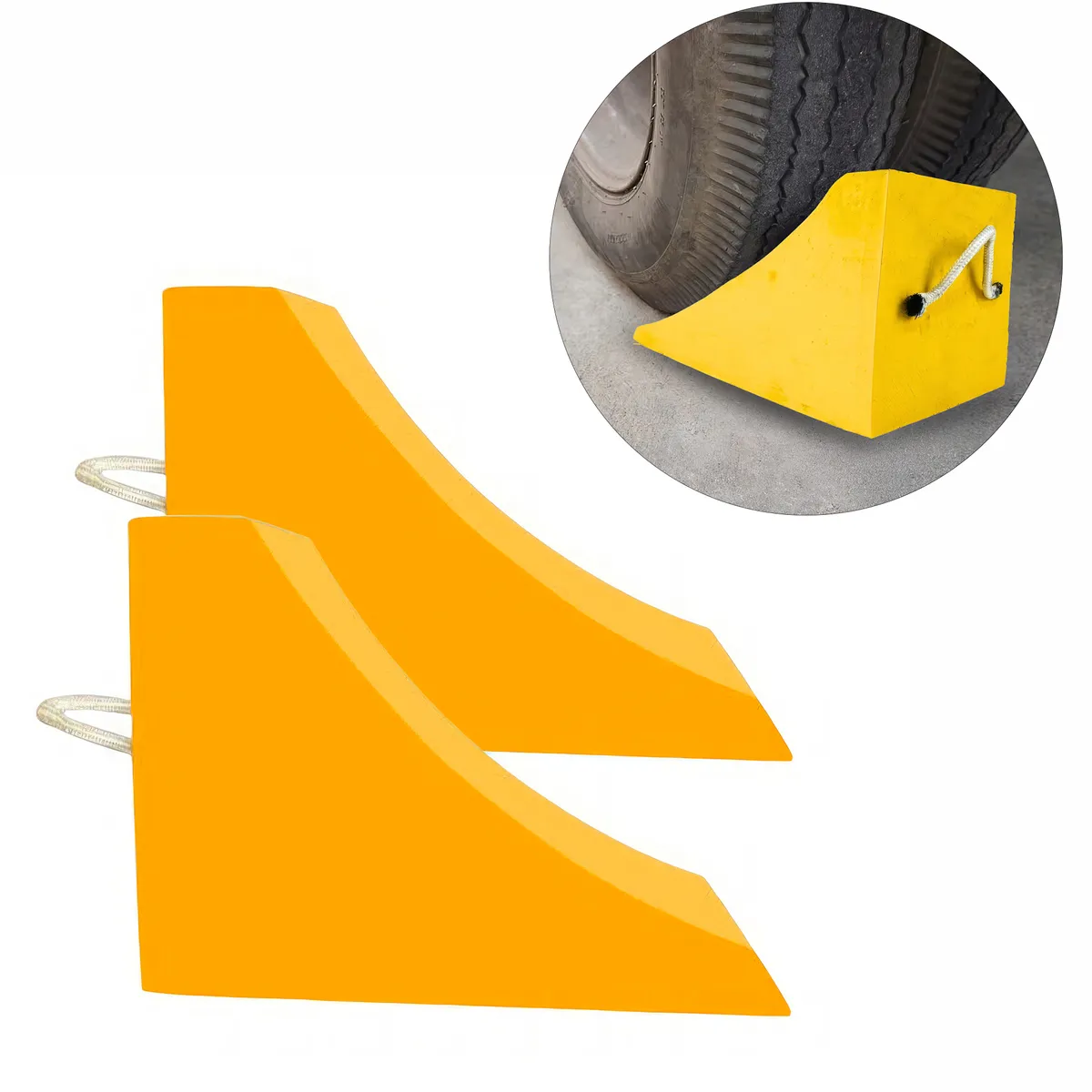 GENERICO - Taco de Seguridad Madera Nacional 20x16x16cm Curvo Chico