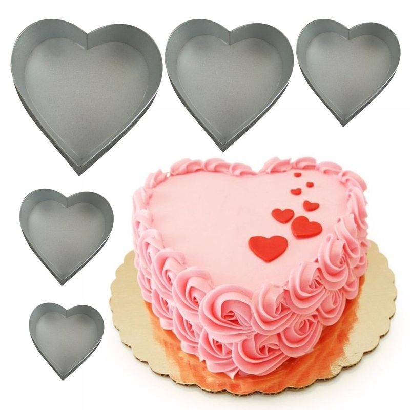 GENERICO - 5 Moldes de CORAZON para reposteria cocina