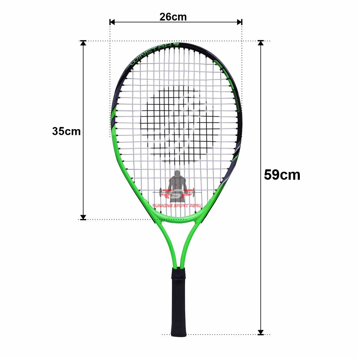 WINSTAR - Set 2 Raquetas de Tenis + 3 Pelotas Junior Verde