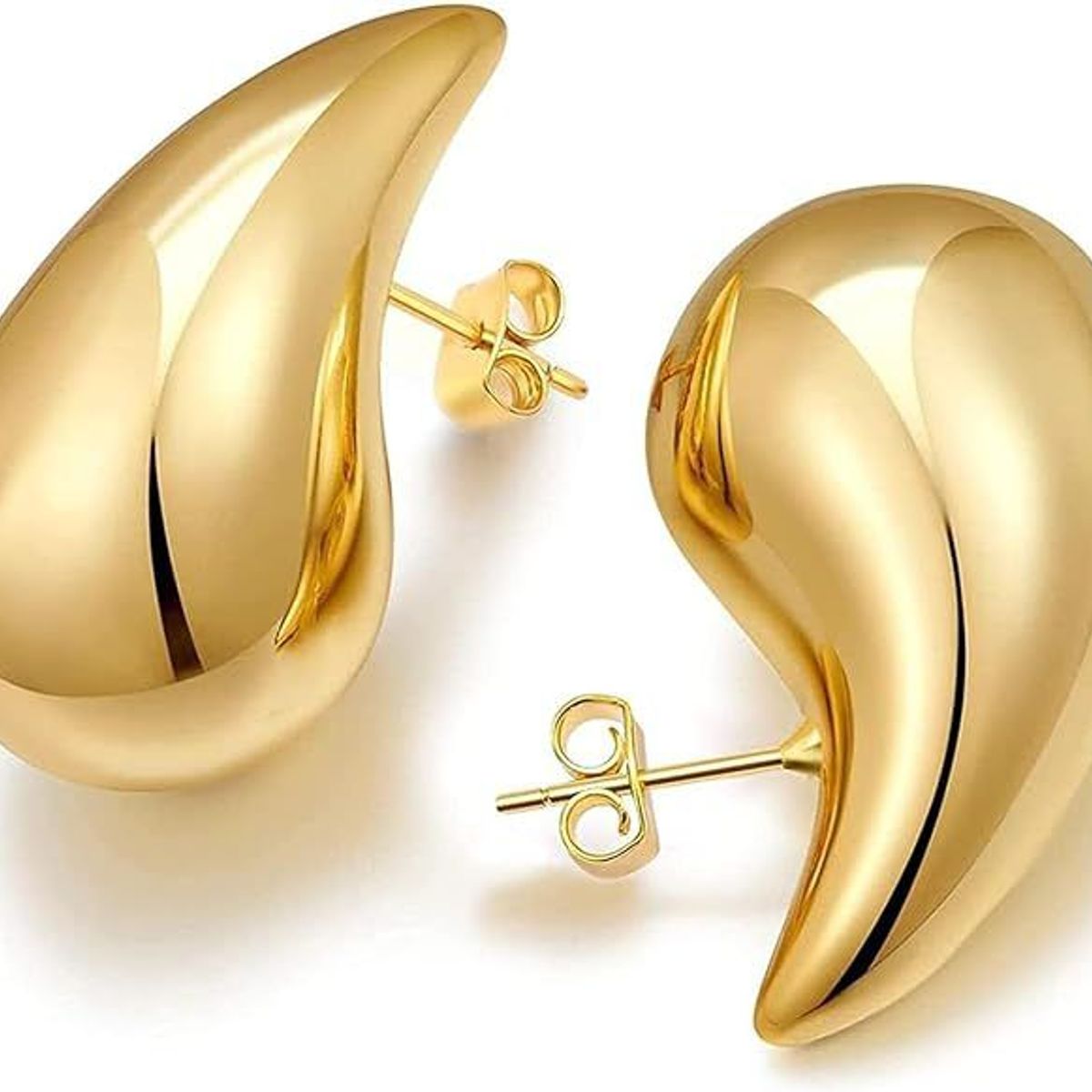 GENERICO - Aretes gota con tuercas dorado talla M