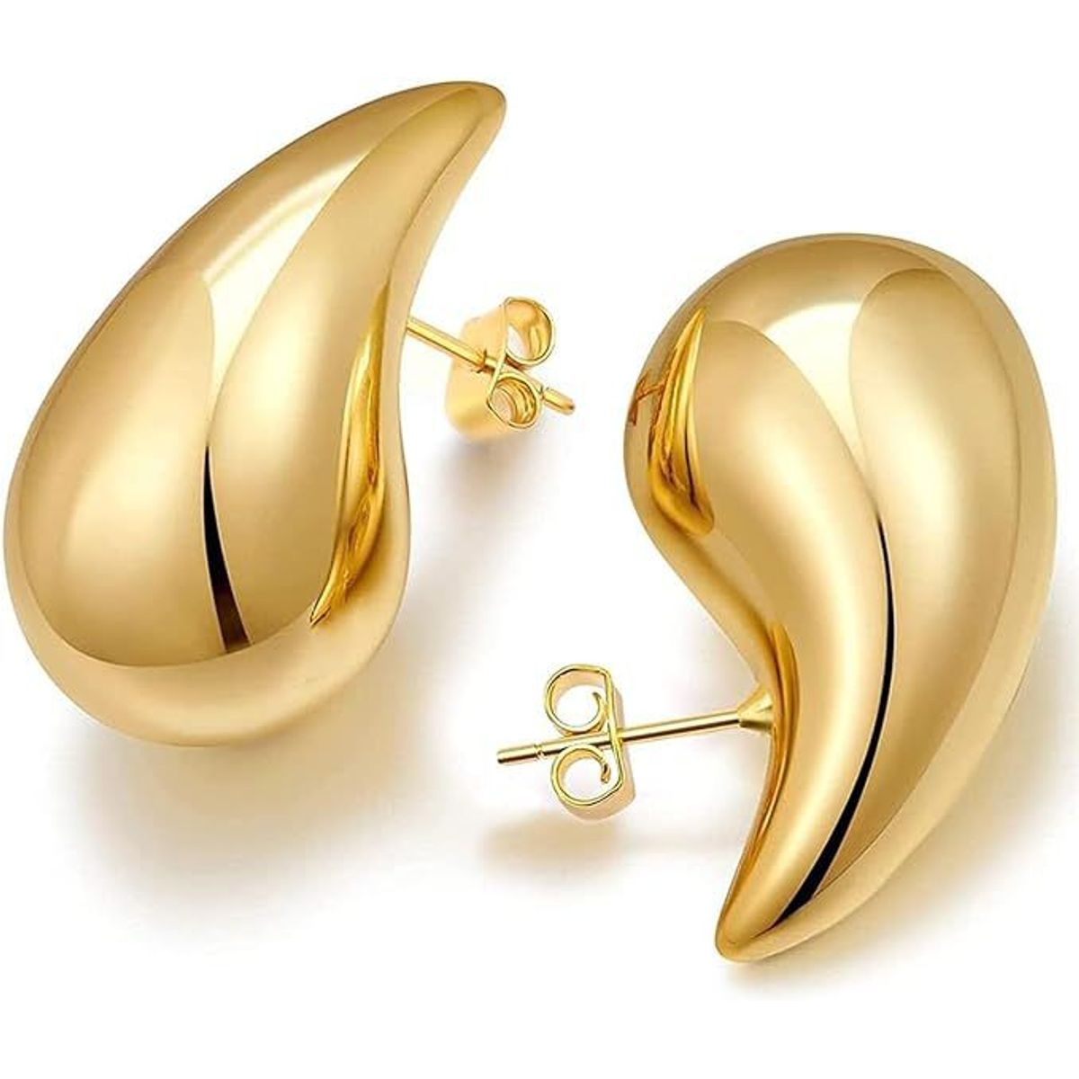 GENERICO - Aretes gota con tuercas dorado talla M