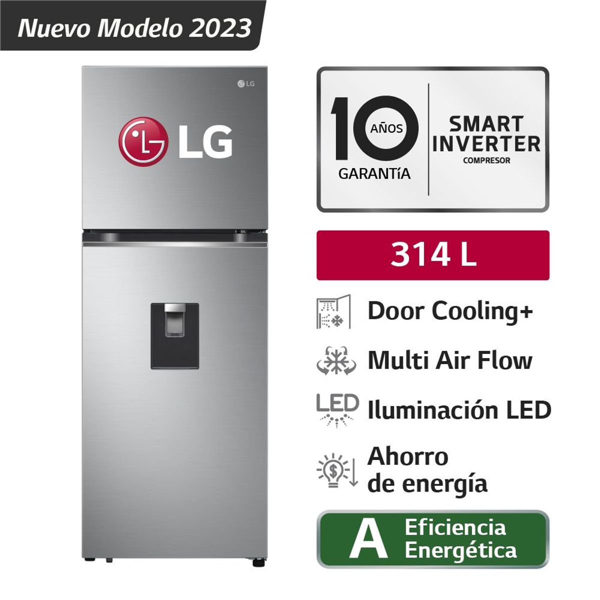 LG - Refrigeradora LG DoorCooling 314LT GT31WPP Plateada