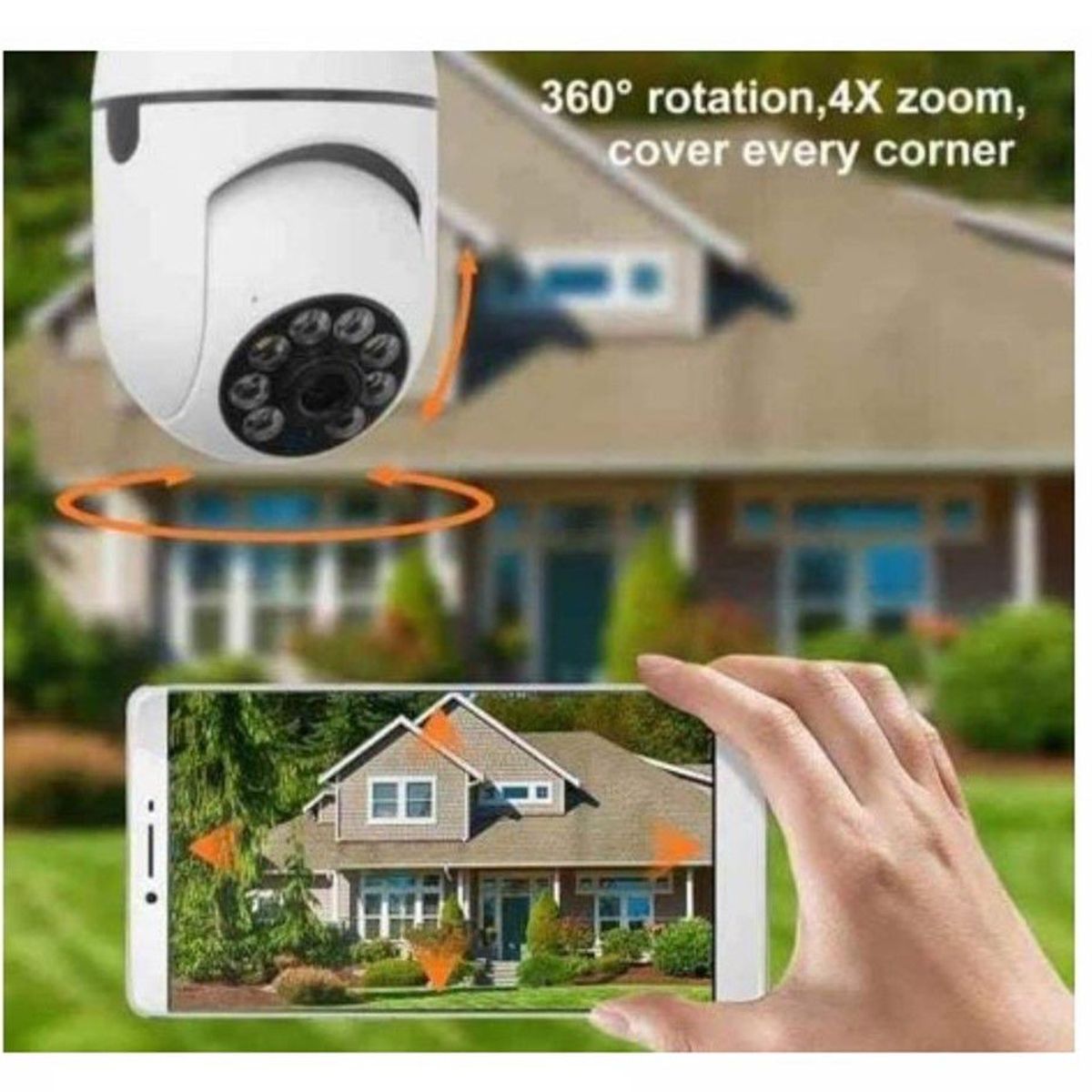 GENERICO - Foco con Cámara Panorámica y Videocamara de Seguridad con LUZ