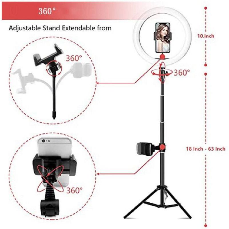 GENERICO - Aro anillo luz led 26 cm + Tripode 2.10 mt