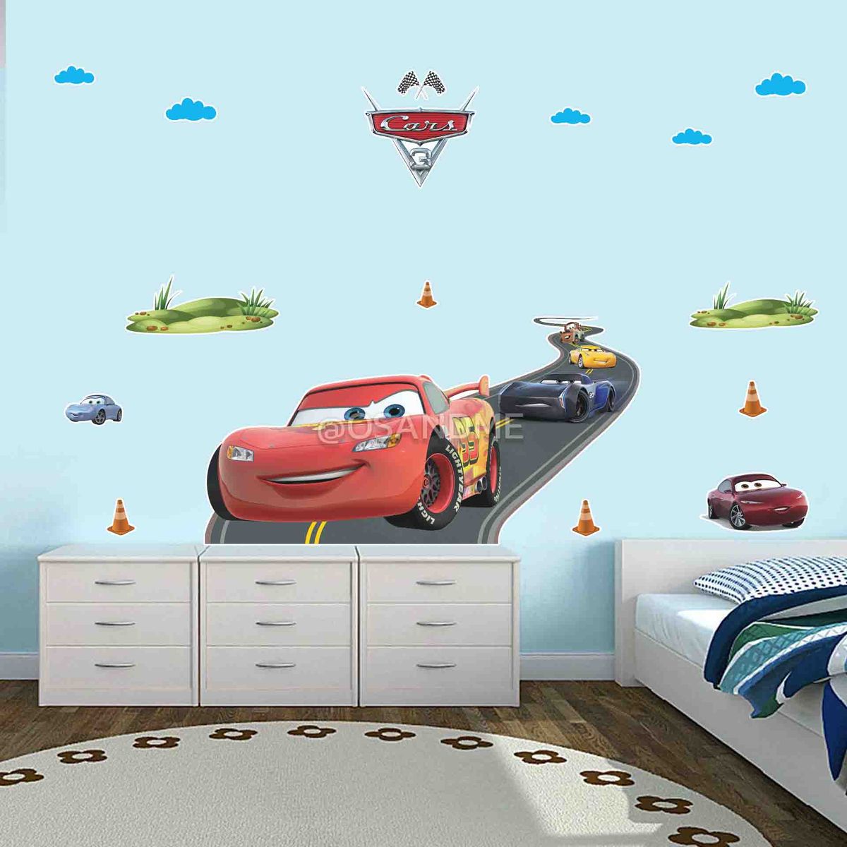 GENERICO - Vinilo Infantil Cars Rayo Mcqueen decoracion adhesivo