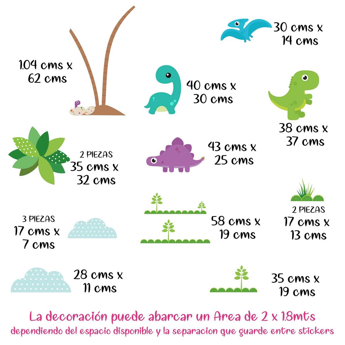 GENERICO - Vinilo Infantil Dinosaurio bebe decoracion Adhesivo para niños