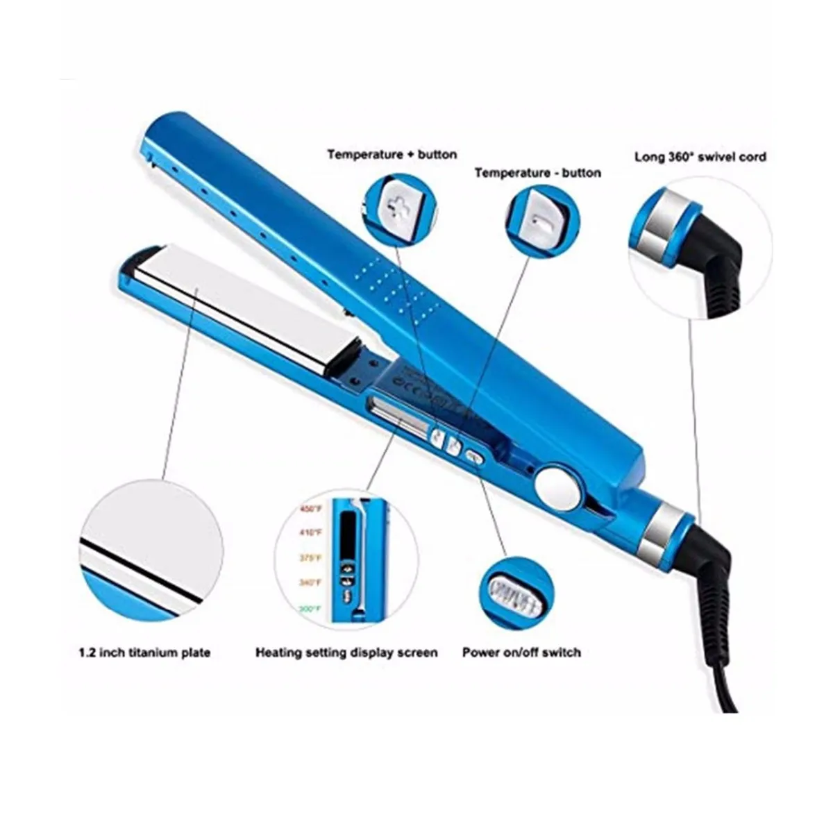 GENERICO - Plancha De Cabello Con Nano Titanium 450 F Indicador Lcd