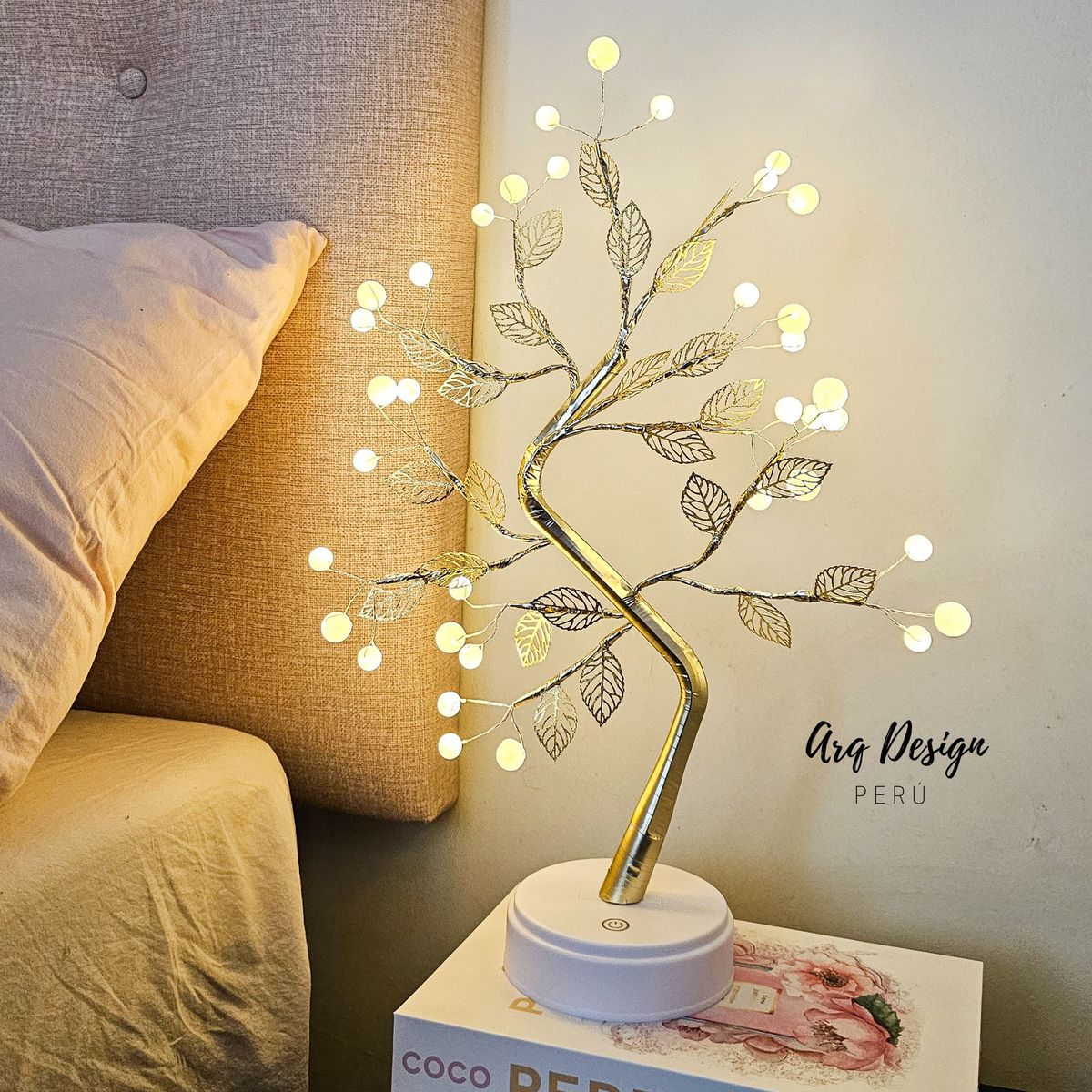 GENERICO - Lámpara Mesa Hojas y Perlas