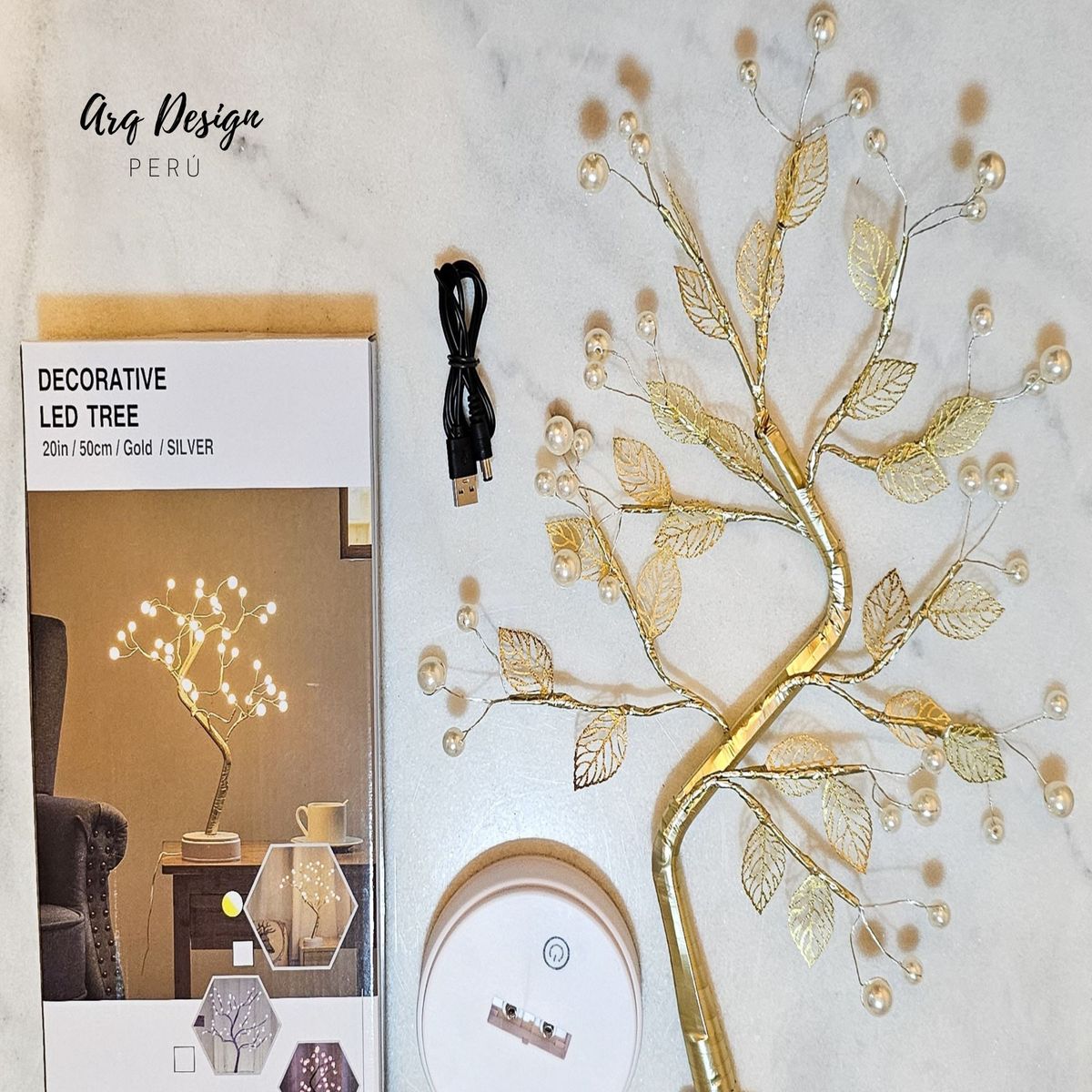 GENERICO - Lámpara Mesa Hojas y Perlas