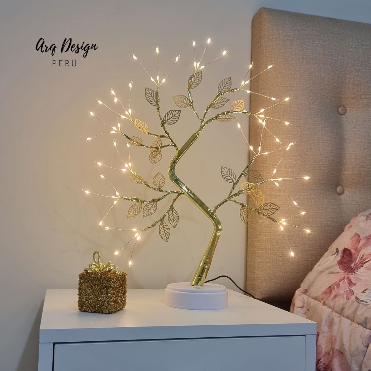 GENERICO - Lámpara de Mesa Hojas Doradas