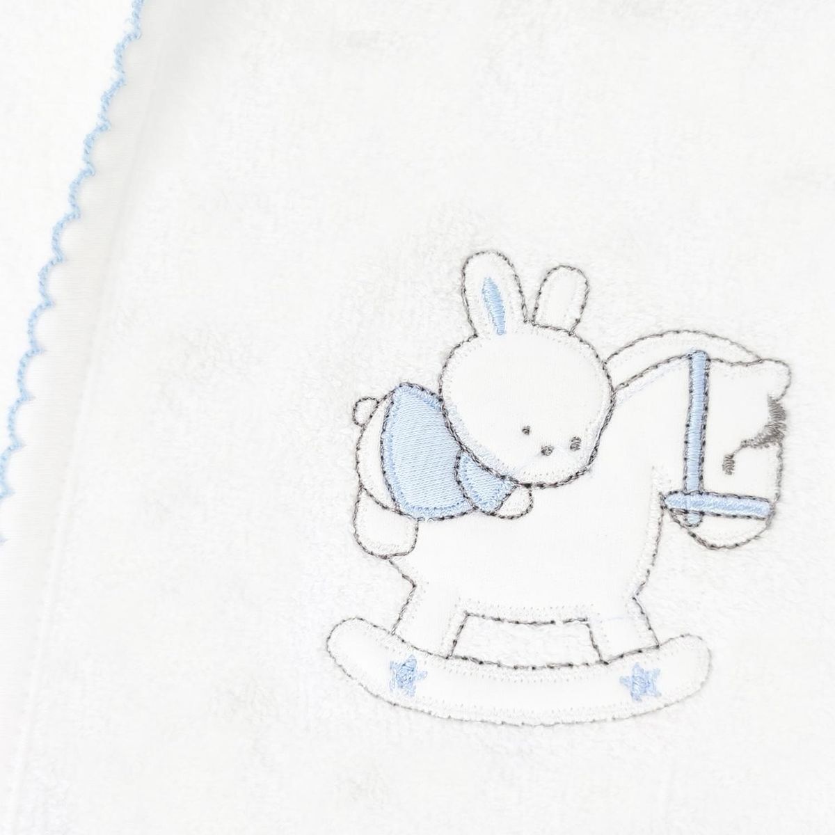 GENERICO - Salida de baño bebé - Conejo y caballo - Blanco - Celeste
