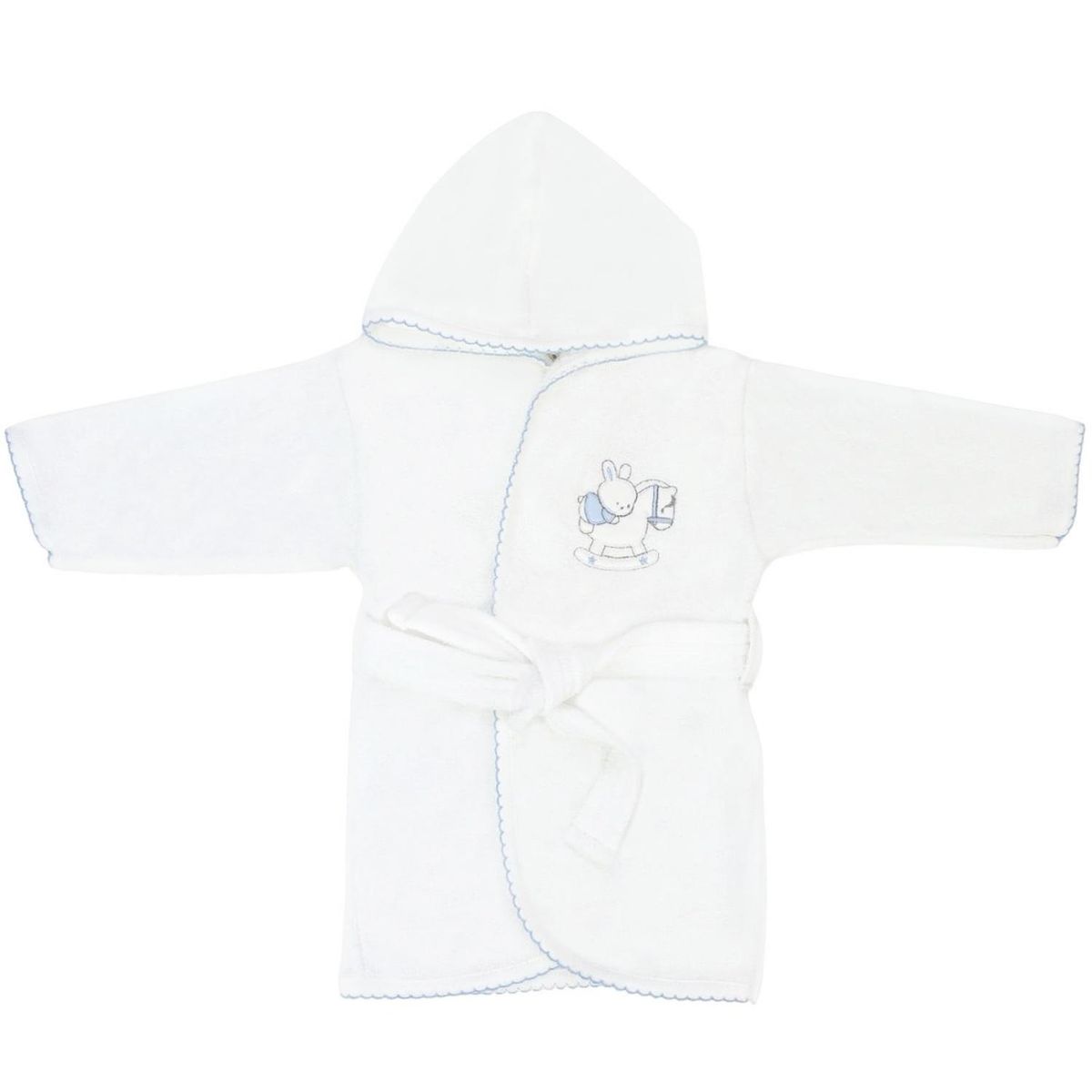 GENERICO - Salida de baño bebé - Conejo y caballo - Blanco - Celeste