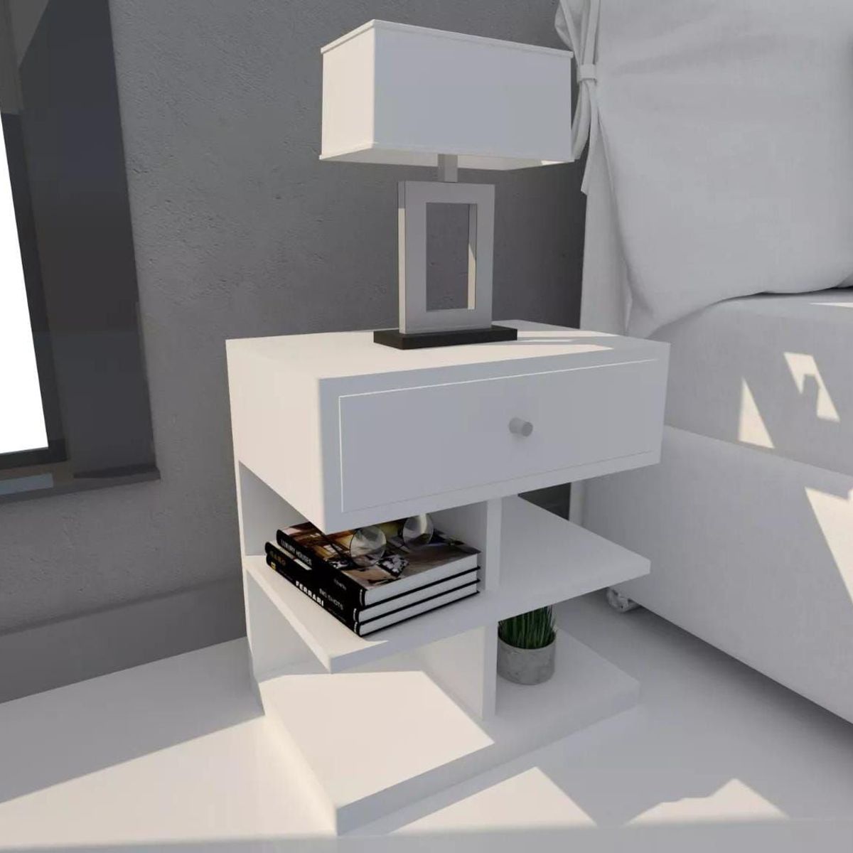 NACION MUEBLES - Velador minimalista Blanca