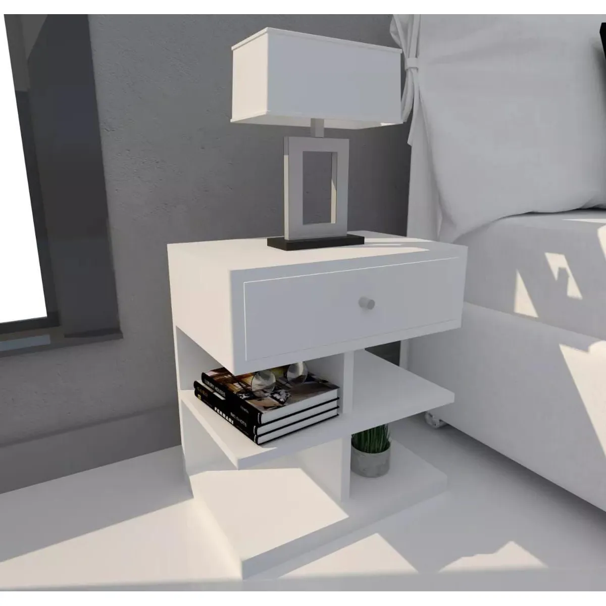 NACION MUEBLES - Velador minimalista Blanca