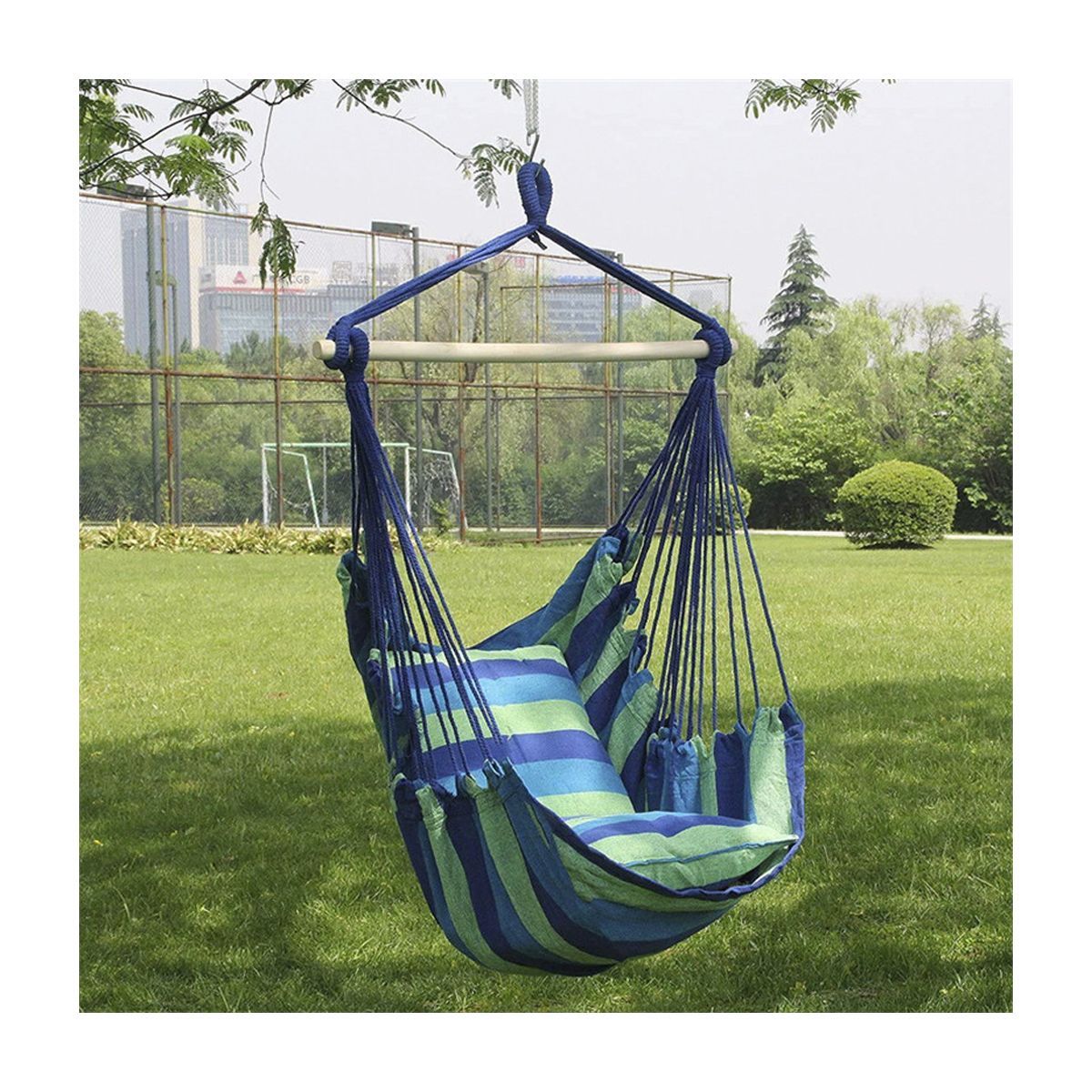 GENERICO - Hamaca Silla Acolchonada Colgante Azul 130cm x 100cm