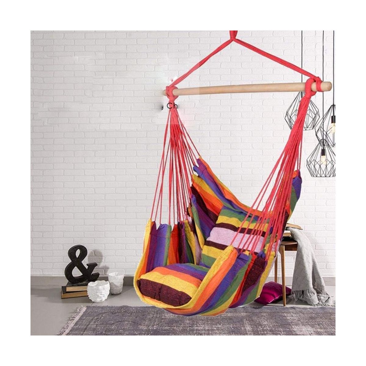 GENERICO - Hamaca Silla Acolchonada Colgante De Colores 130cm x 100cm