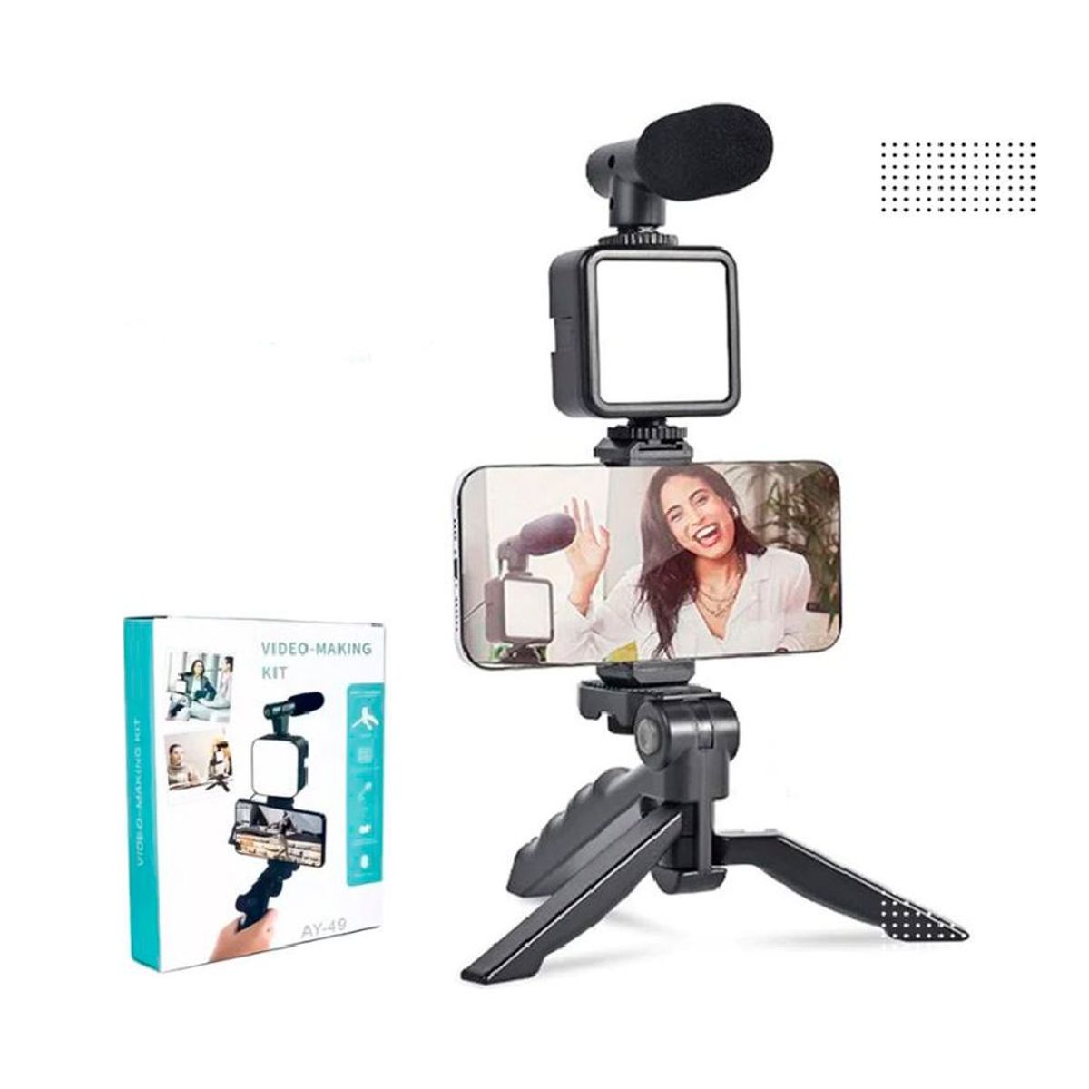 GENERICO - Soporte Portátil Para Celulares Con Luz LED Micrófono y Control