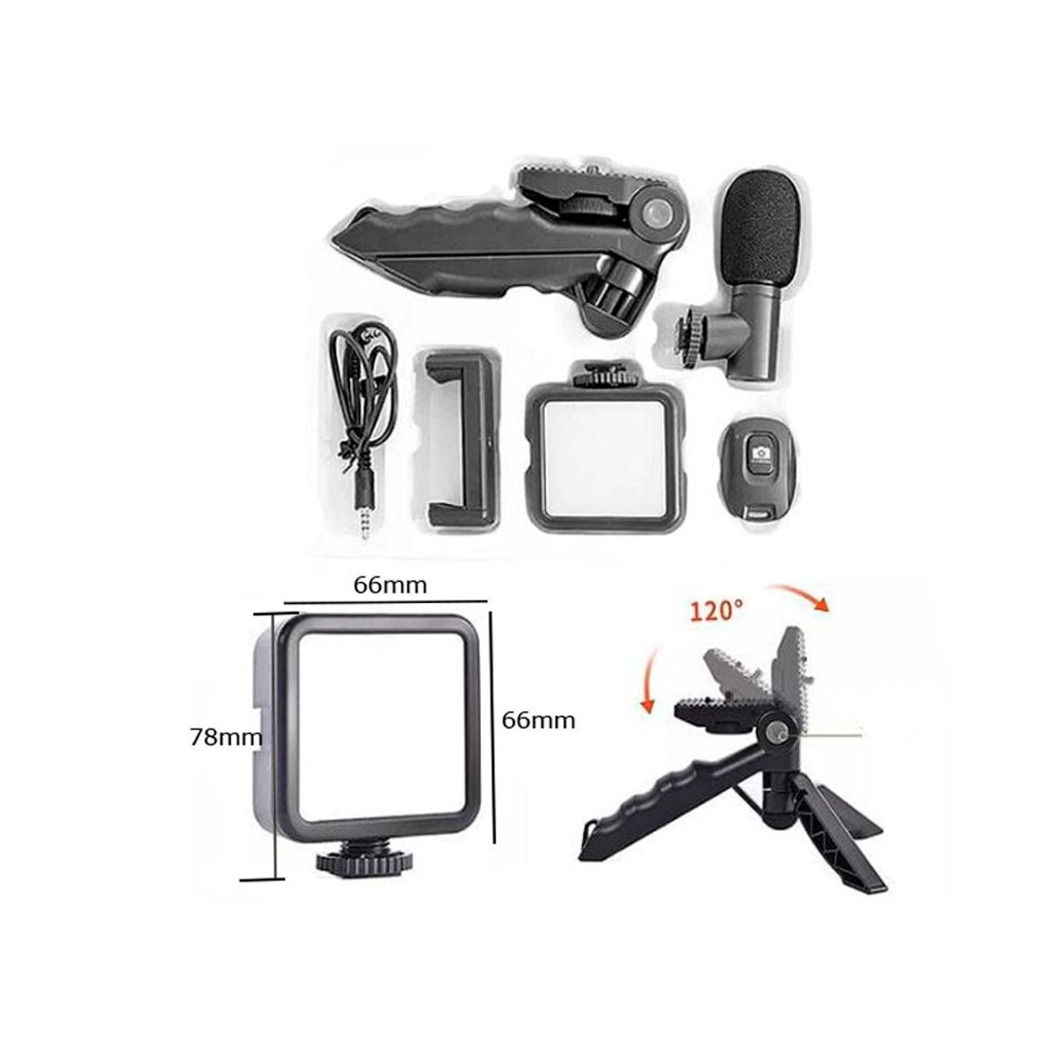 GENERICO - Soporte Portátil Para Celulares Con Luz LED Micrófono y Control