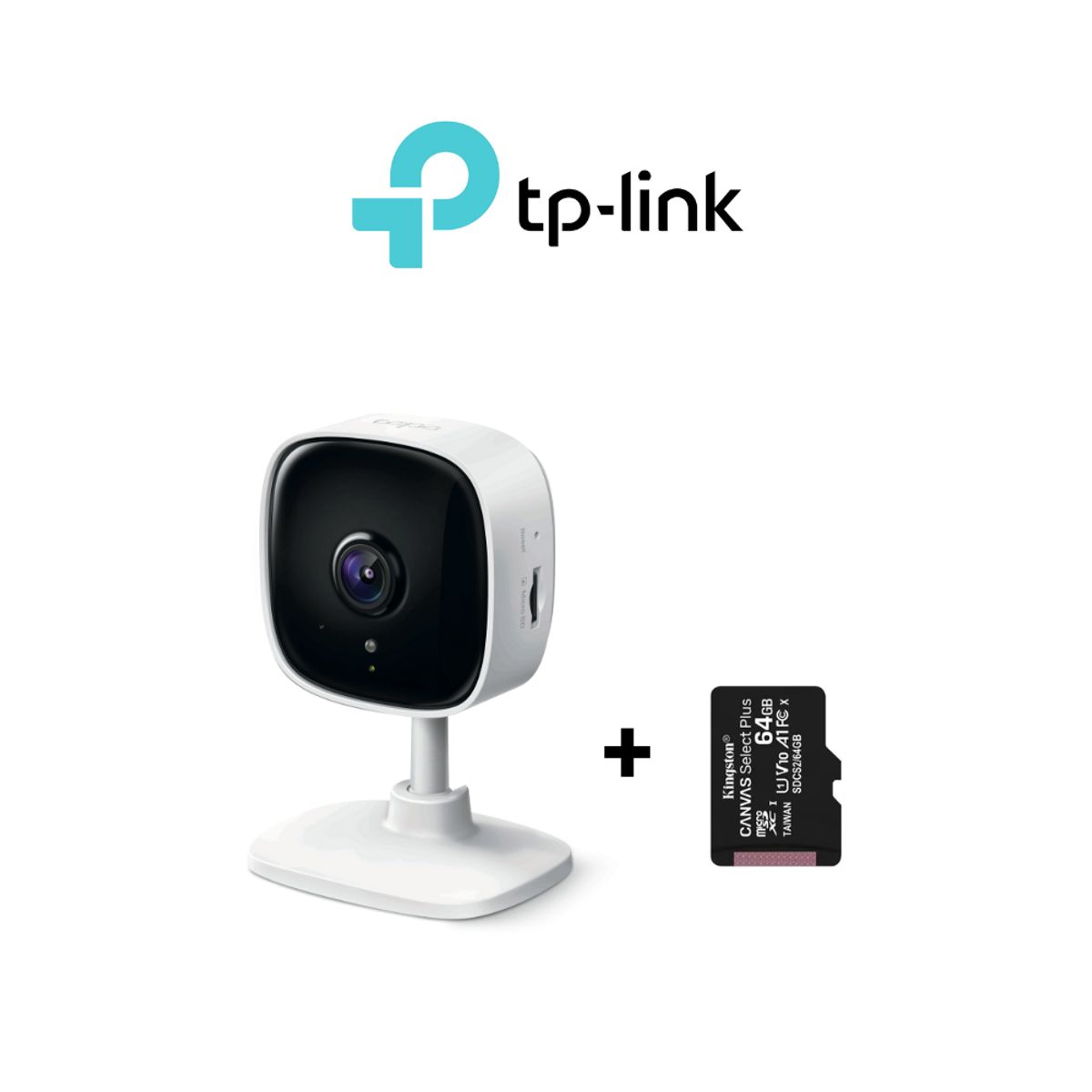 TP LINK - Cámara de seguridad Tapo C100 Wifi Full-HD para interiores + SD 64 GB - Tp-Link