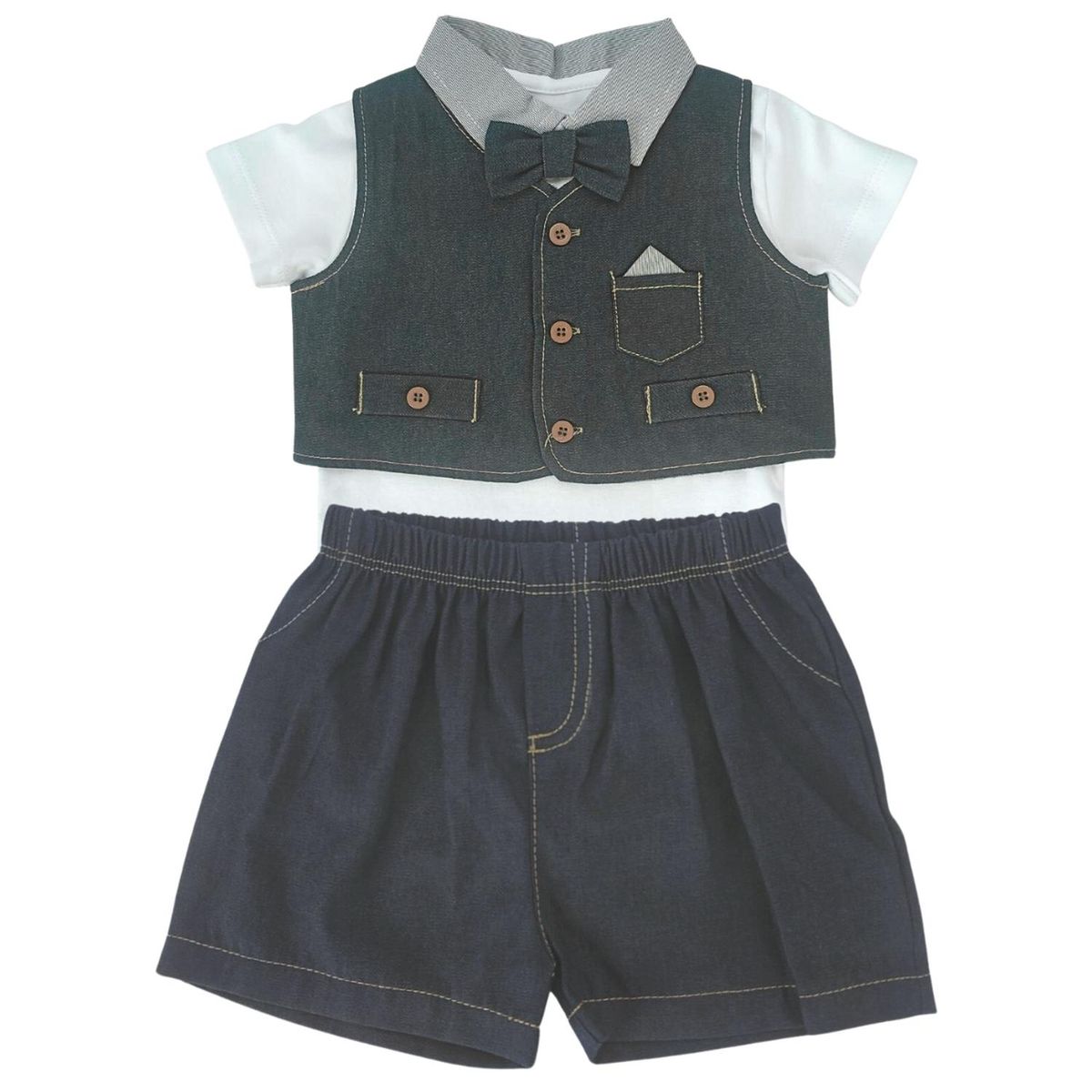 GENERICO - Conjunto bebé Michi con short - Azul Noche