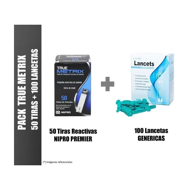 GENERICO - TIRAS TRUE METRIX 50 UNID. MAS 100 LANCETAS