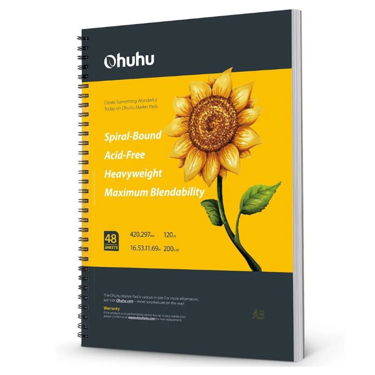 OHUHU - Ohuhu Block para marcadores con espiral -  A3 -  48 hojas