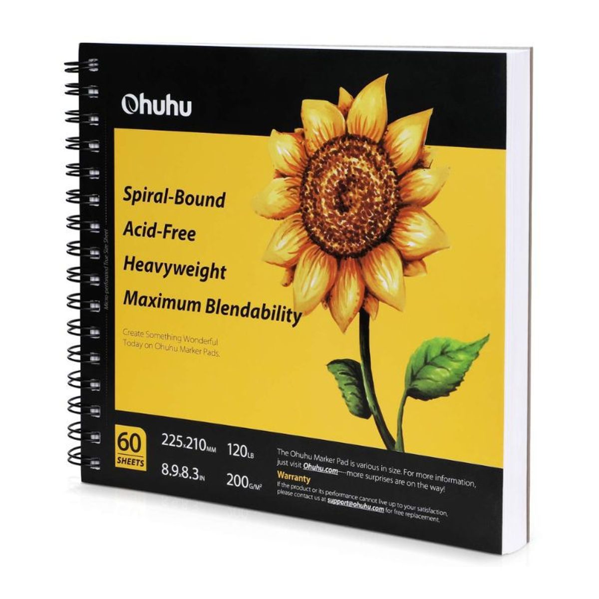 OHUHU - Ohuhu Sketchbook espiralado para marcadores - 60 hojas