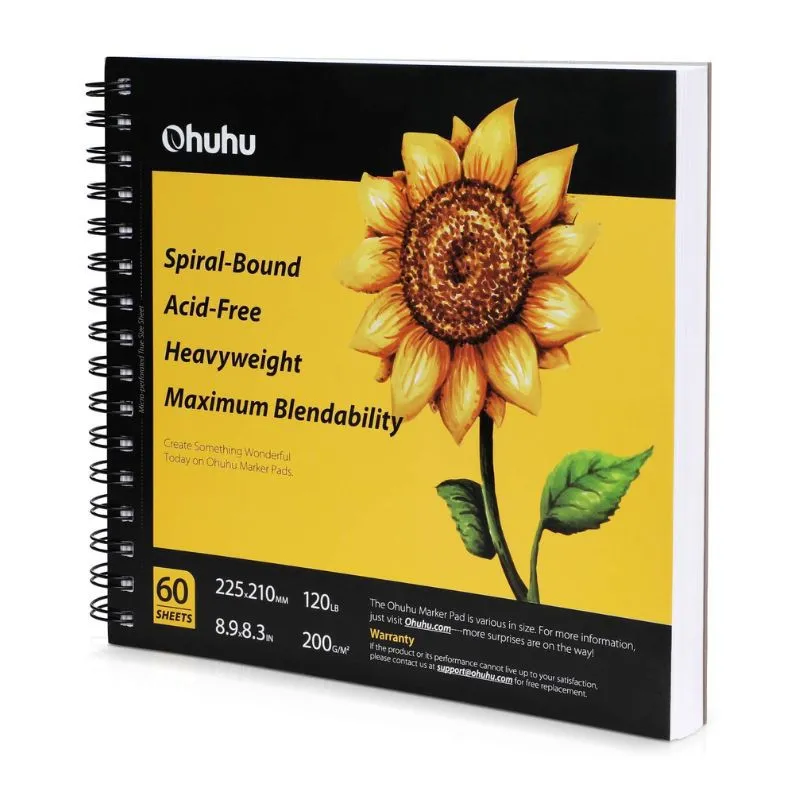 OHUHU - Ohuhu Sketchbook espiralado para marcadores - 60 hojas