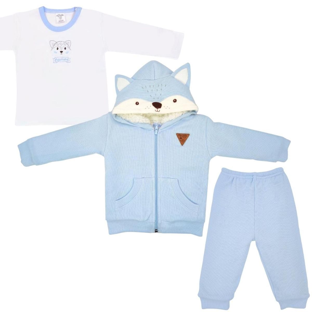 GENERICO - Conjunto Bebé - punto ingles - acolchado - Zorro - Celeste