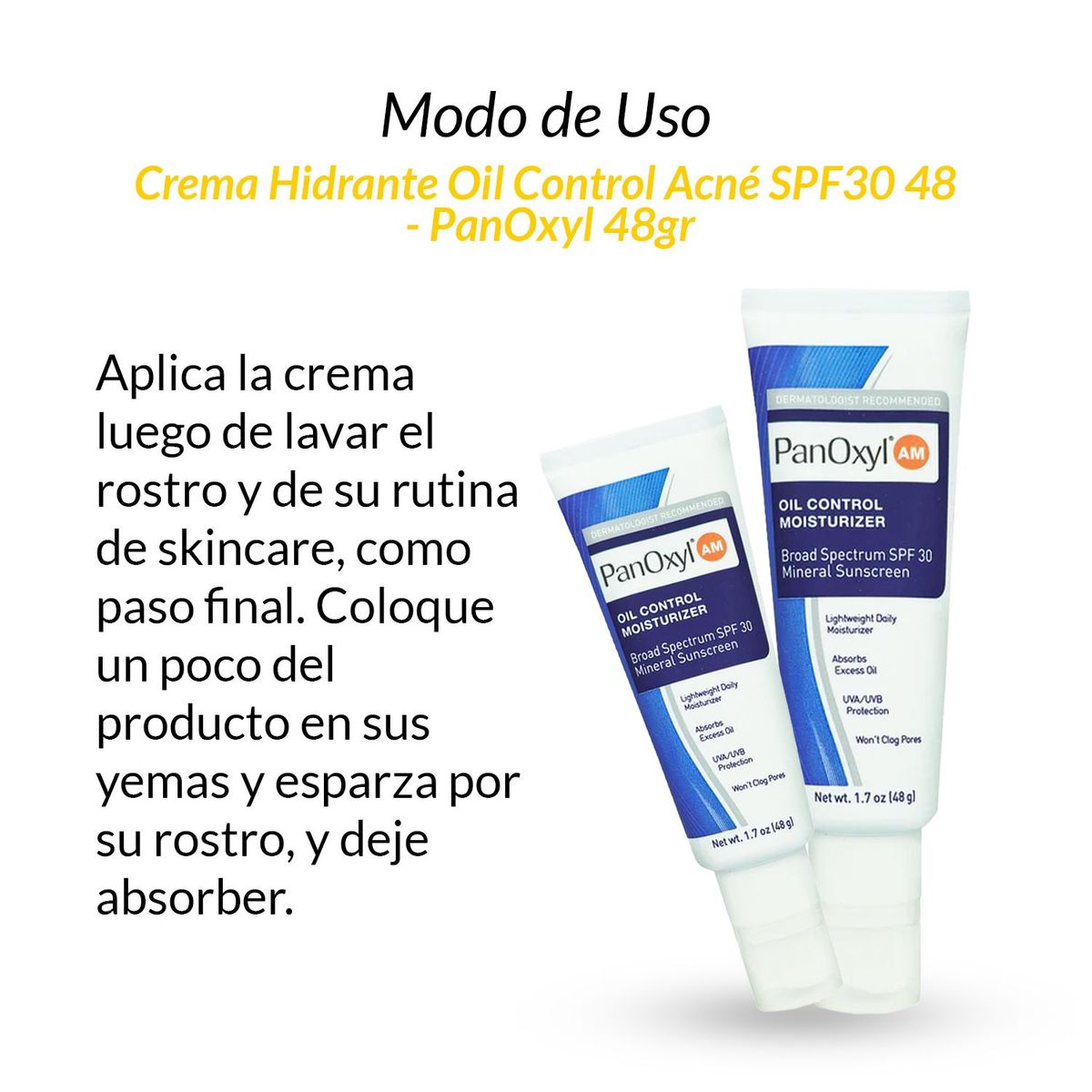 PANOXYL - Crema Hidrante Oil Control Acné SPF30 48 Gr - Panoxyl AM