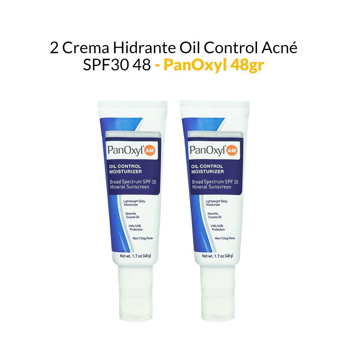 PANOXYL - 2 Crema Hidrante Oil Control Acné SPF30 48 Gr - Panoxyl AM