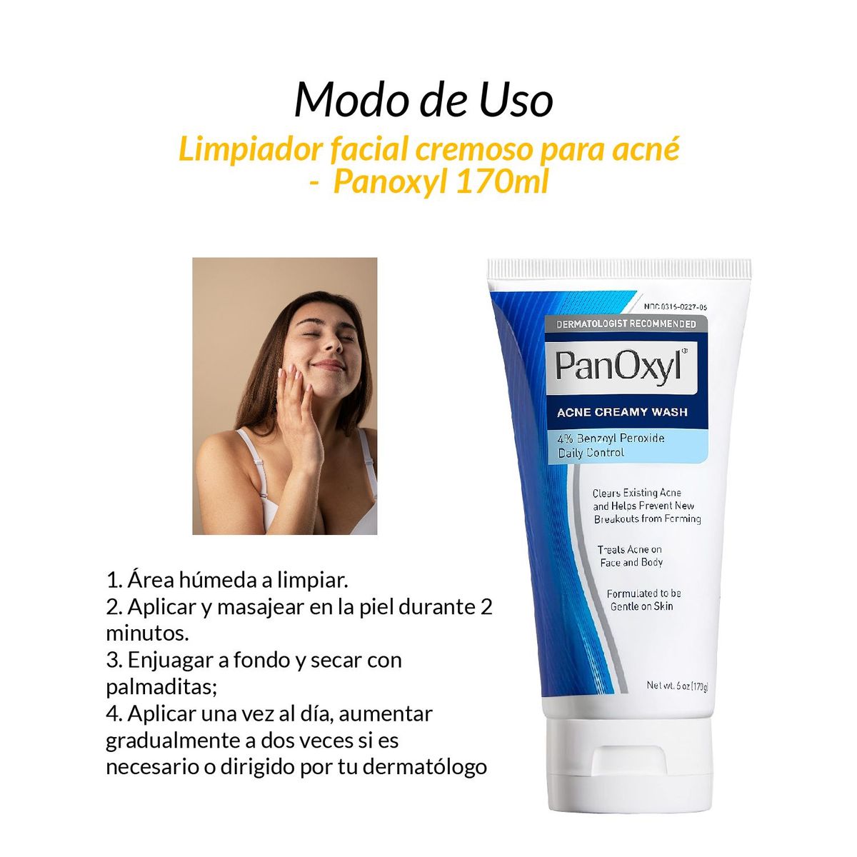 PANOXYL - Limpiador Facial Cremoso para Acné 170gr Panoxyl
