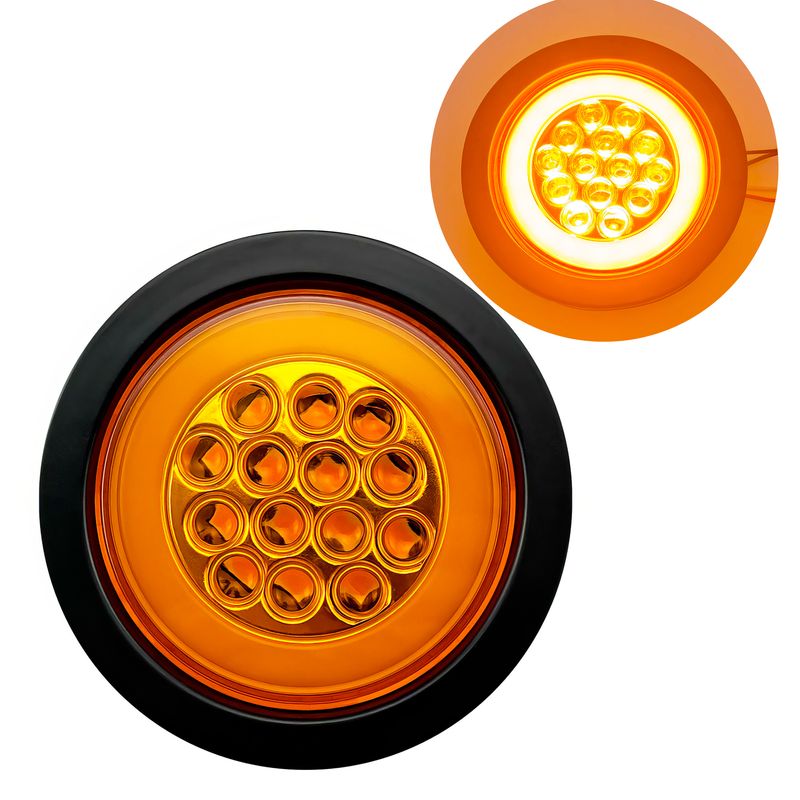 GENERICO - Faro posterior LED-14 Redondo Borde Neón Ámbar