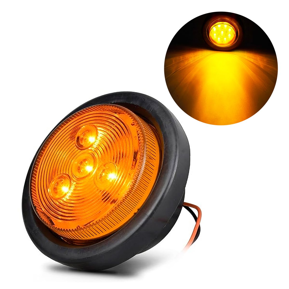 GENERICO - Faro Lateral Circular 3LEDS 2 Pulgadas 12-24V Ambar (IP65)