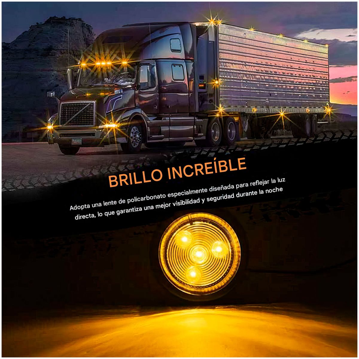 GENERICO - Faro Lateral Circular 3LEDS 2 Pulgadas 12-24V Ambar (IP65)