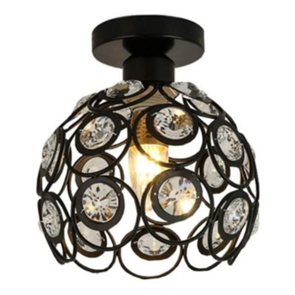 HOME NEAT - Moderno lámpara de techo de cristal 20cm plafón iluminación - Negro