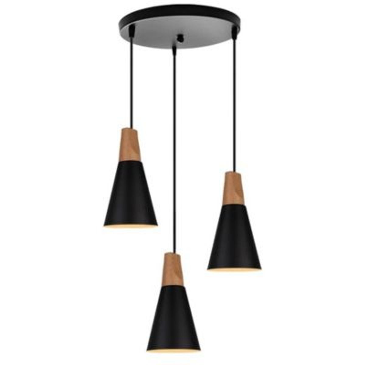 HOME NEAT - Lámpara de techo colgante nórdica madera aluminio 3 luces e27