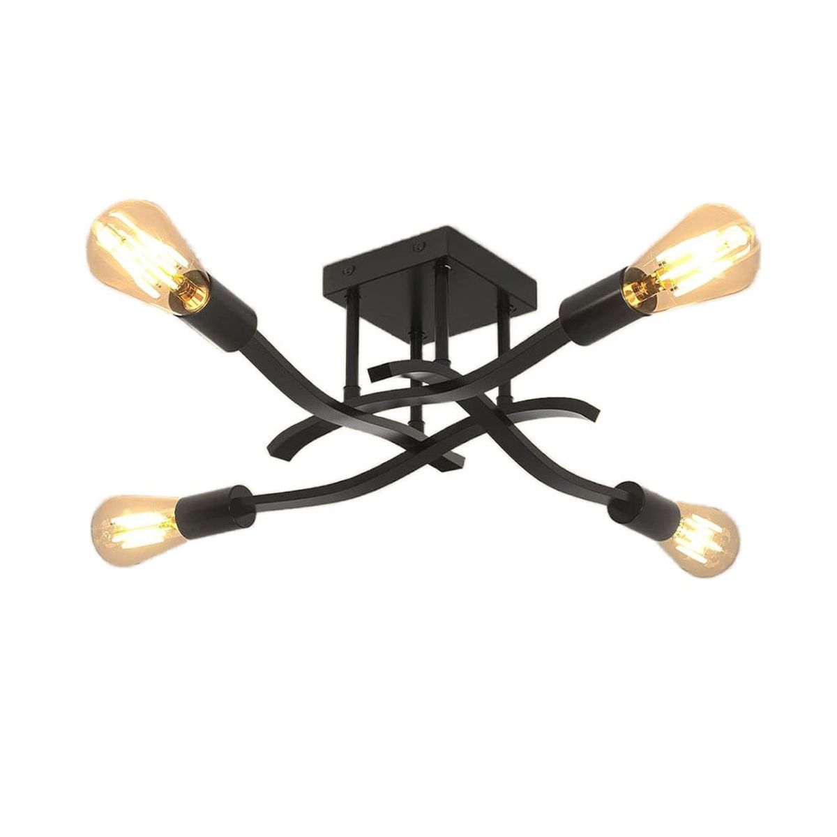 HOME NEAT - Lámpara de techo moderna metálica de 4 focos - Negro