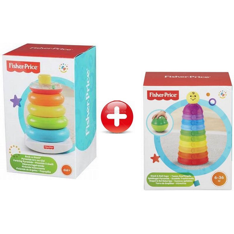 FISHER PRICE - Pack mis primeros aros apilables con tazas apilables