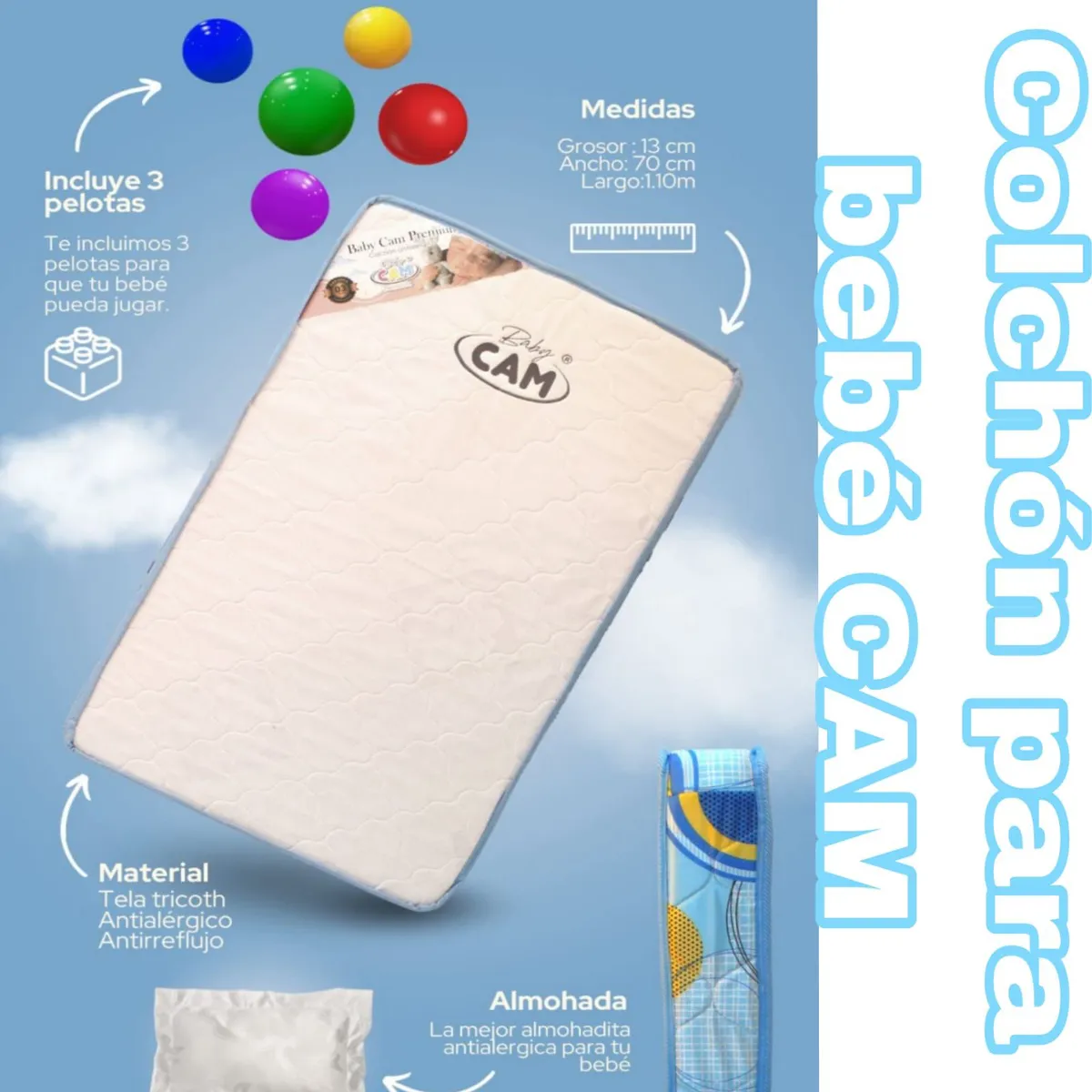 CAM - Colchón para cuna pack and play Baby CAM