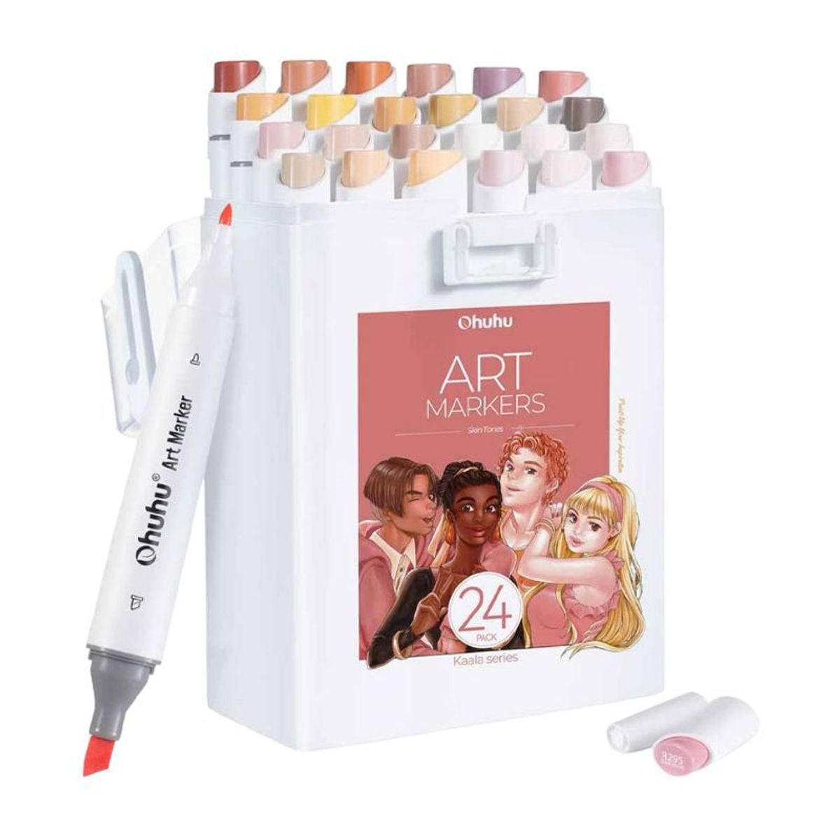 OHUHU - Ohuhu Kaala - Set de 24 marcadores de alcohol - Tonos piel