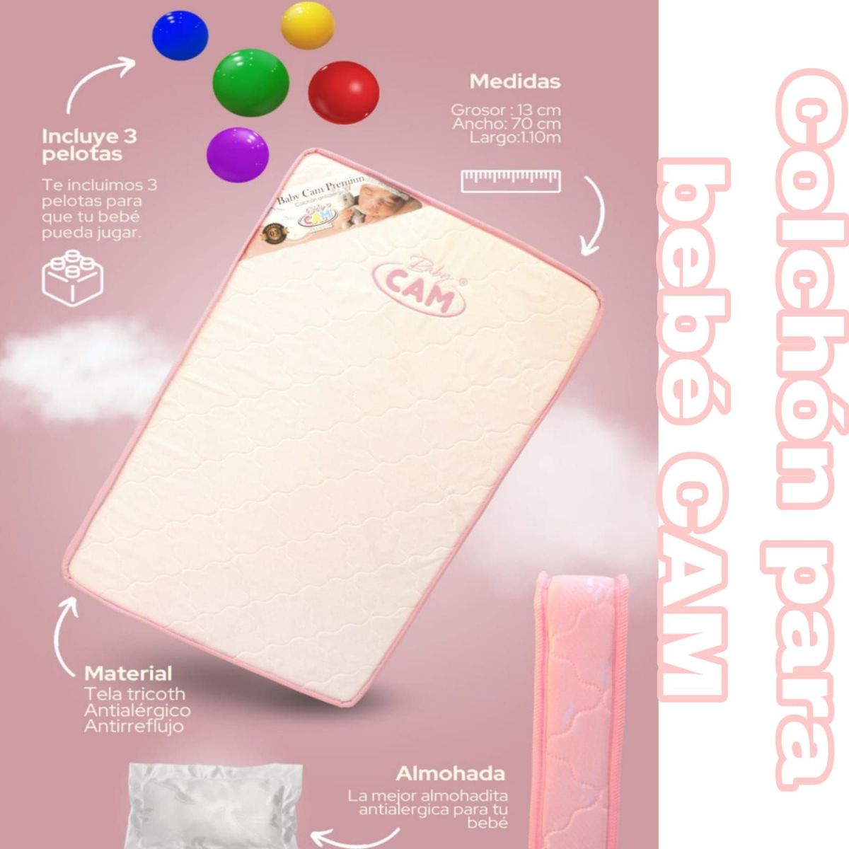 CAM - Colchón para cuna pack and play Baby CAM