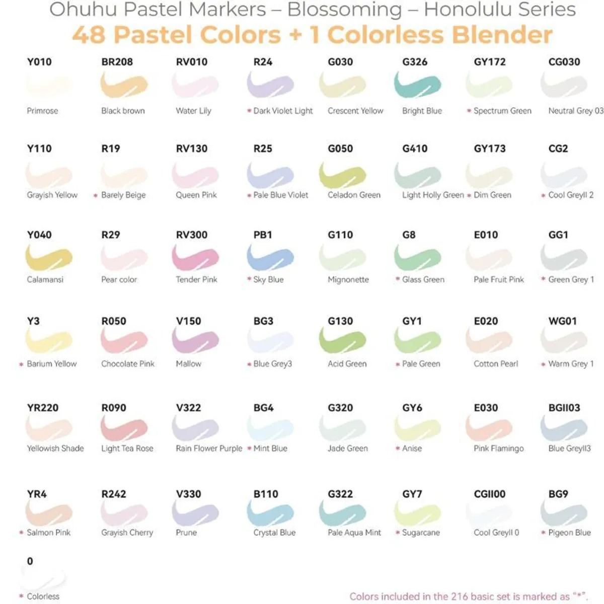 OHUHU - Ohuhu Honolulu - Set de 48 colores pasteles  Blossoming