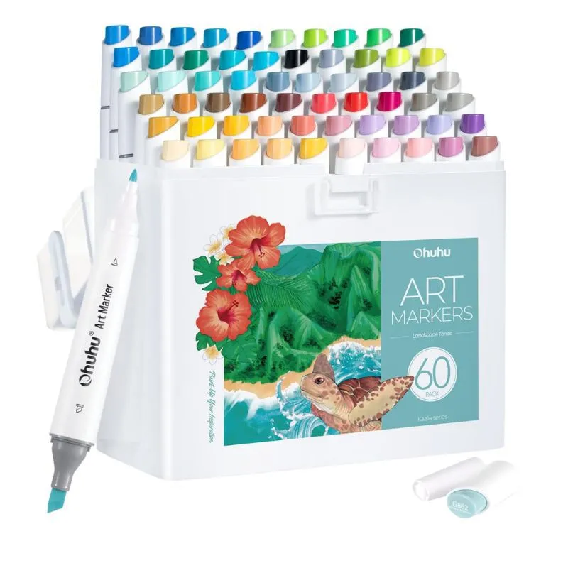 OHUHU - Ohuhu Kaala - Set de 60 marcadores - Ilustraciones paisajes