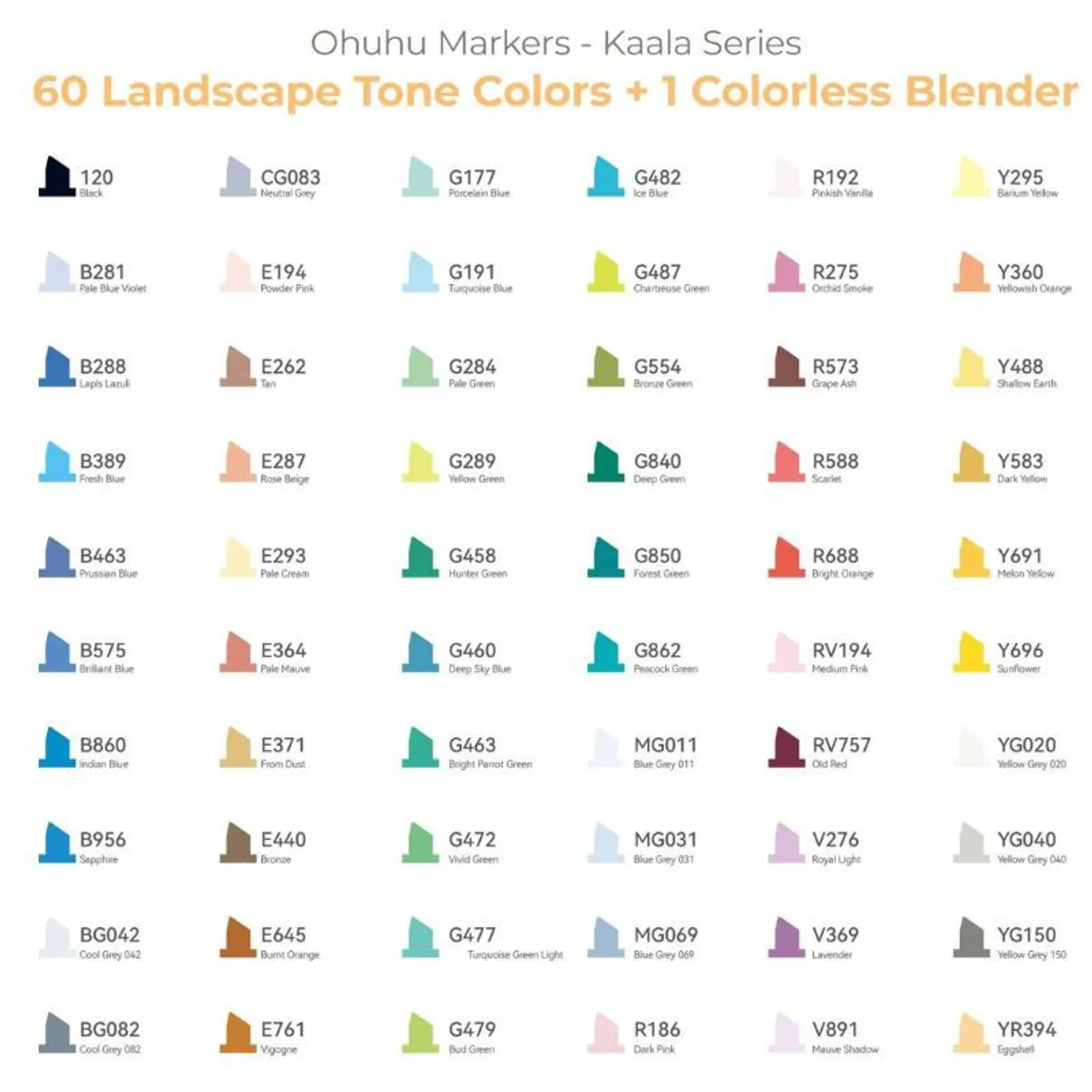 OHUHU - Ohuhu Kaala - Set de 60 marcadores - Ilustraciones paisajes