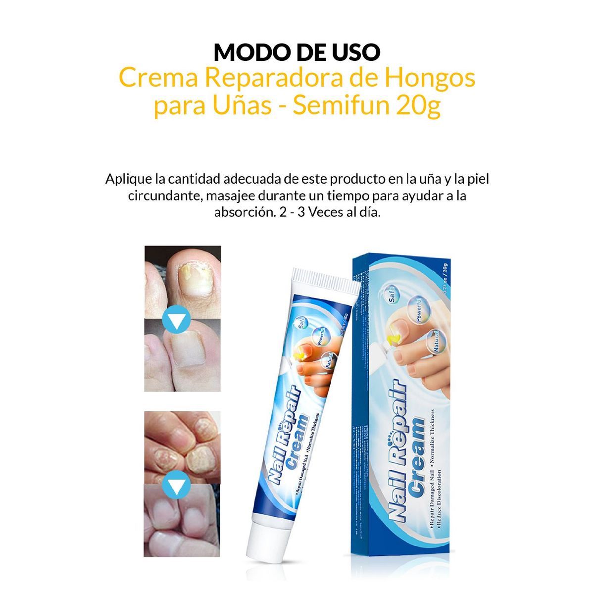 GENERICO - 3 Crema reparadora de hongos para uñas - Semifun 20g