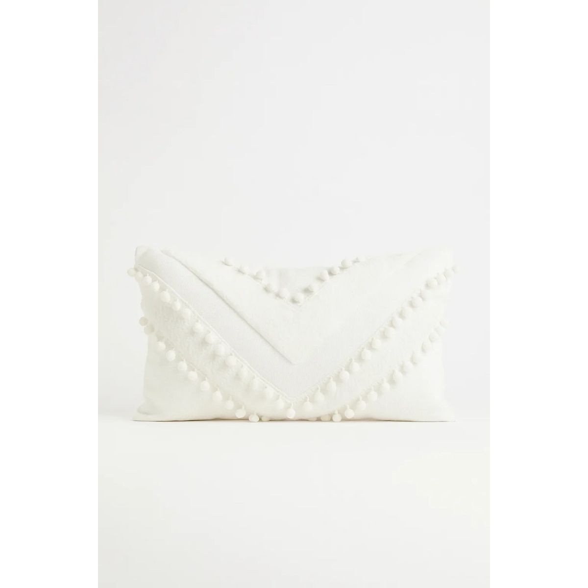 GENERICO - Funda Almohada Nordico Fiesta De Pompones Blanco Mate 35x55 Cm