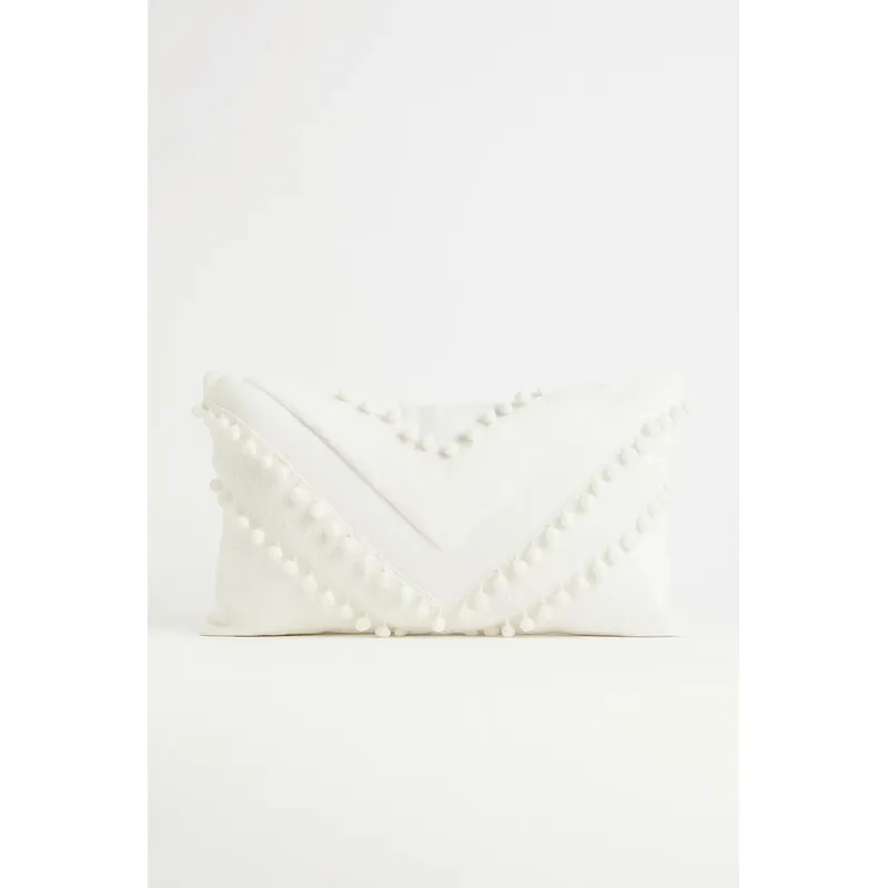 GENERICO - Funda Almohada Nordico Fiesta De Pompones Blanco Mate 35x55 Cm